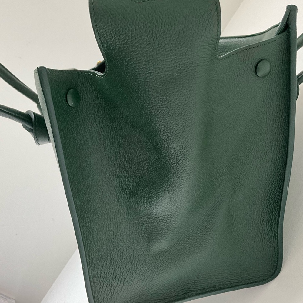 CELINE TEAL BLUE LEATHER SMALL TIE TOTE BAG - Picture 4 of 6